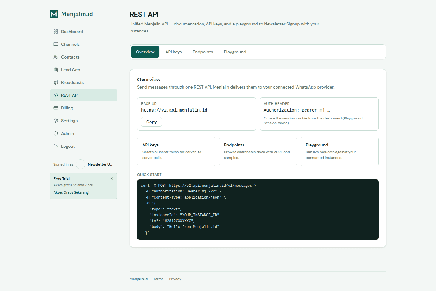 Dokumentasi REST API Menjalin